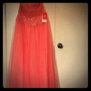 Braid made dress,coral color high quality material